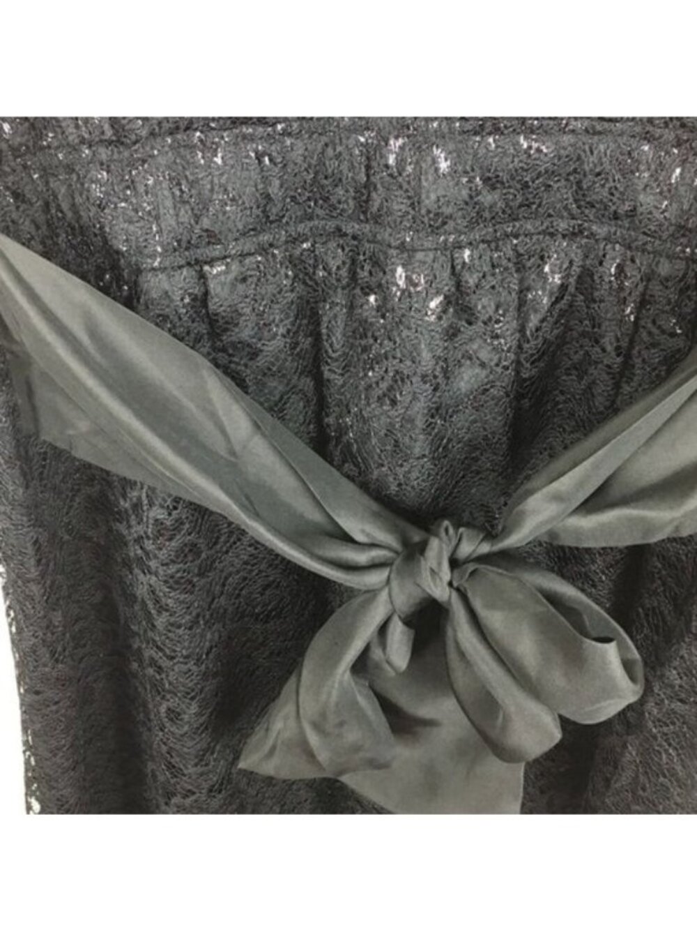 The Limited Black Lace Sleeveless Dress With Silk Belt & V-Neckline - Picture 6 of 8